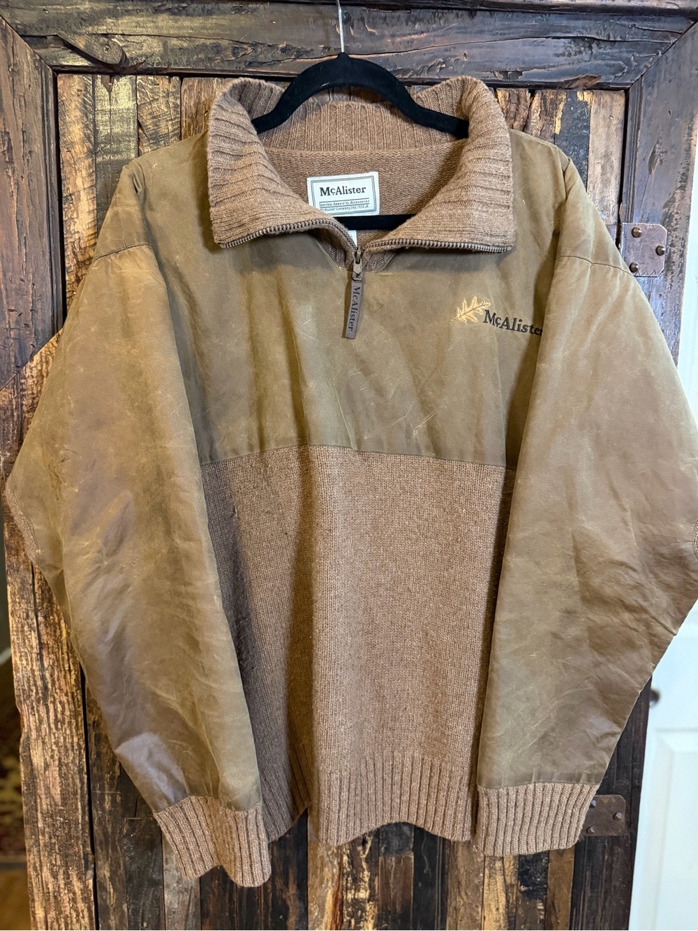 McAlister Men’s L Wool Waxed Cotton Hunting Sweater 1/4 Zip Waterfowl Vintage